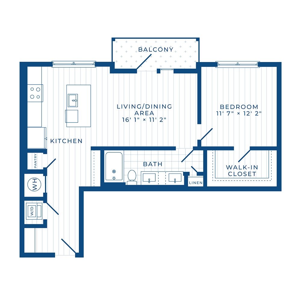 A4: 1 Bed 1 Bath floor plan